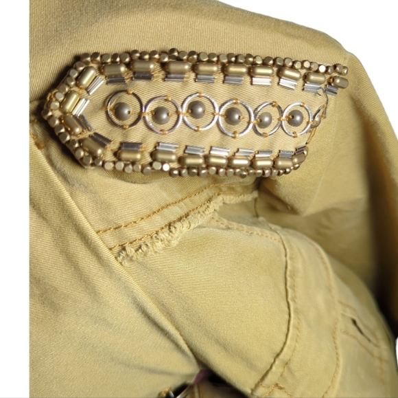Free People Military Jacket Shrunken Officer Gold Beaded Epaulettes Size S - Picture 7 of 13